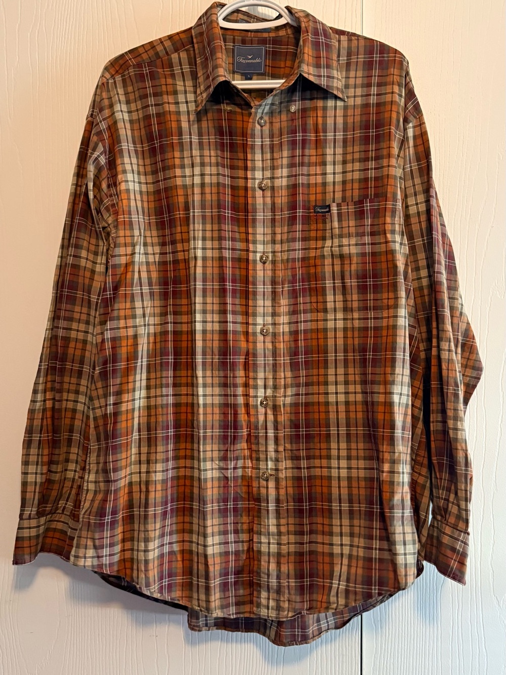Façonnable Men's Long-Sleeve Plaid Shirt - Rust Multi